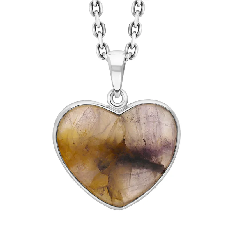 Sterling Silver Blue John Heart Pendant Necklace D sold by C.W. Sellors