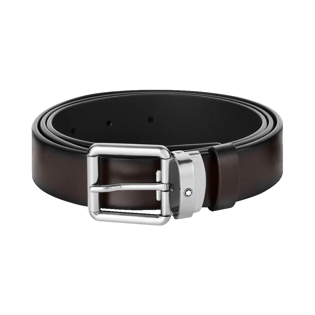 Montblanc 30mm Pin Buckle Vintage Palladium Leather Belt Brown D sold by C.W. Sellors