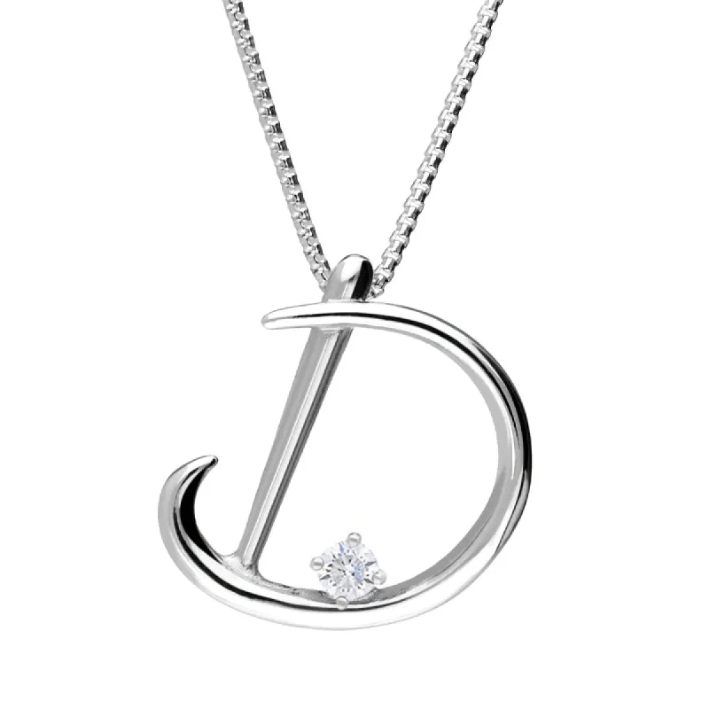 Love Letters 9ct White Gold 0.10ct Diamond Initial D Necklace sold by C.W. Sellors