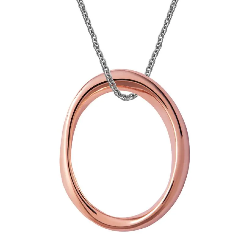 Rose Gold Plated Sterling Silver Twisted Open Oval Infinity Necklace sold by C.W. Sellors