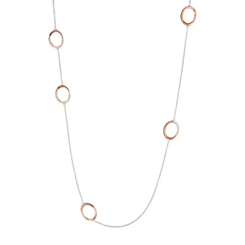 Rose Gold Plated Sterling Silver Open Oval Infinity Necklace sold by C.W. Sellors