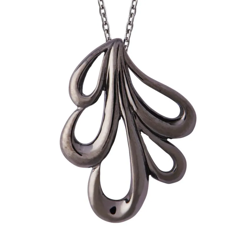 Black Rhodium Plated Sterling Silver Open Leaf Infinity Necklace sold by C.W. Sellors