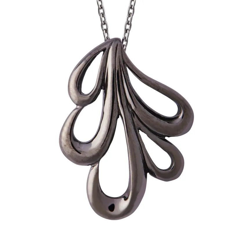Black Rhodium Plated Sterling Silver Open Leaf Infinity Necklace sold by C.W. Sellors