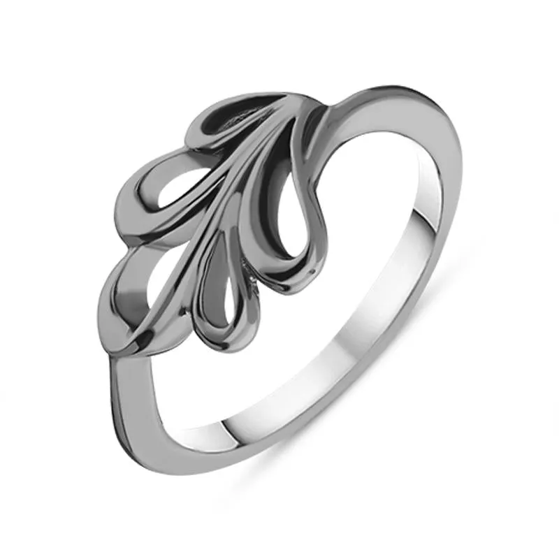Black Rhodium Plated Sterling Silver Open Leaf Infinity Ring sold by C.W. Sellors