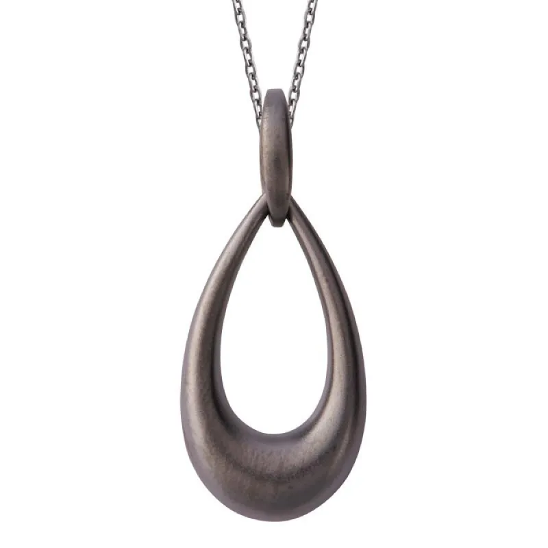 Black Rhodium Plated Sterling Silver Open Pear Drop Infinity Necklace sold by C.W. Sellors