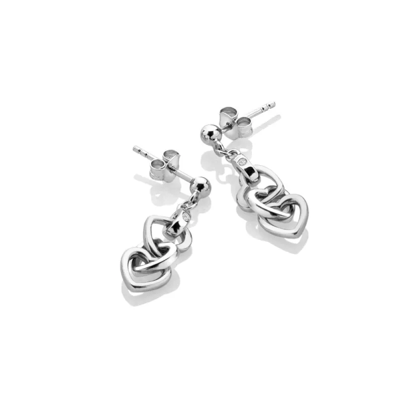 Hot Diamonds Trio Triple Heart Sterling Silver Drop Earrings sold by C.W. Sellors