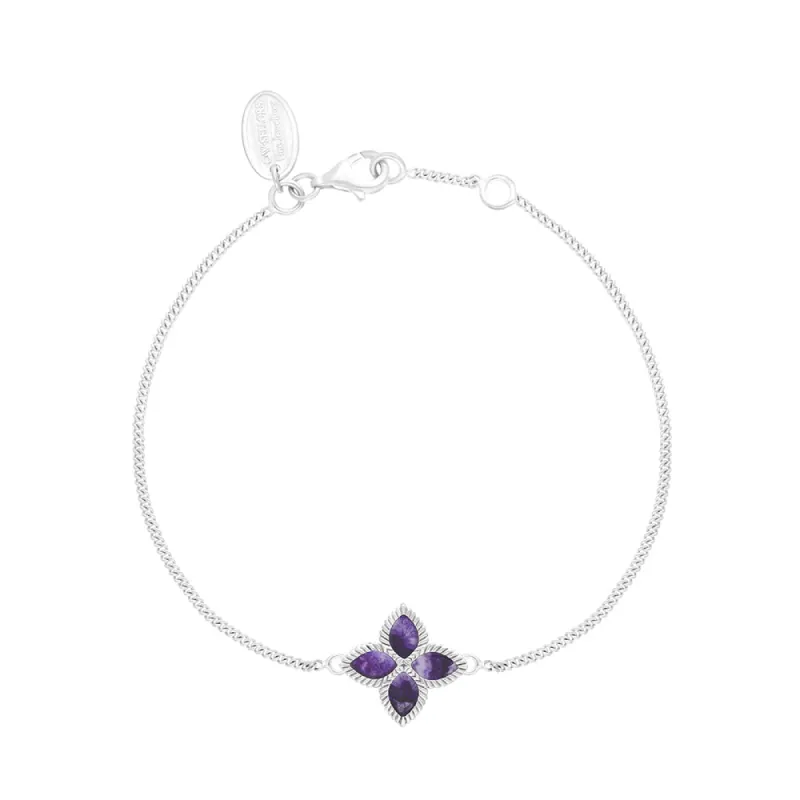 Sterling Silver Blue John Eden Marquise Flower Bracelet sold by C.W. Sellors