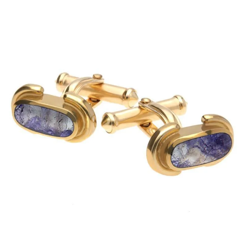 9ct Yellow Gold Blue John Dodgem Cufflinks sold by C.W. Sellors