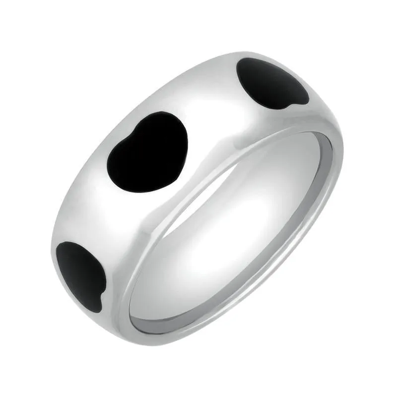 Sterling Silver Whitby Jet 8mm Heart Inlaid Band Ring sold by C.W. Sellors