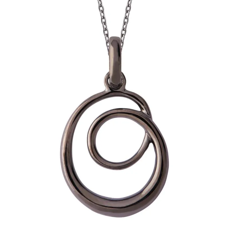 Black Rhodium Plated Sterling Silver Open Swirl Infinity Necklace sold by C.W. Sellors