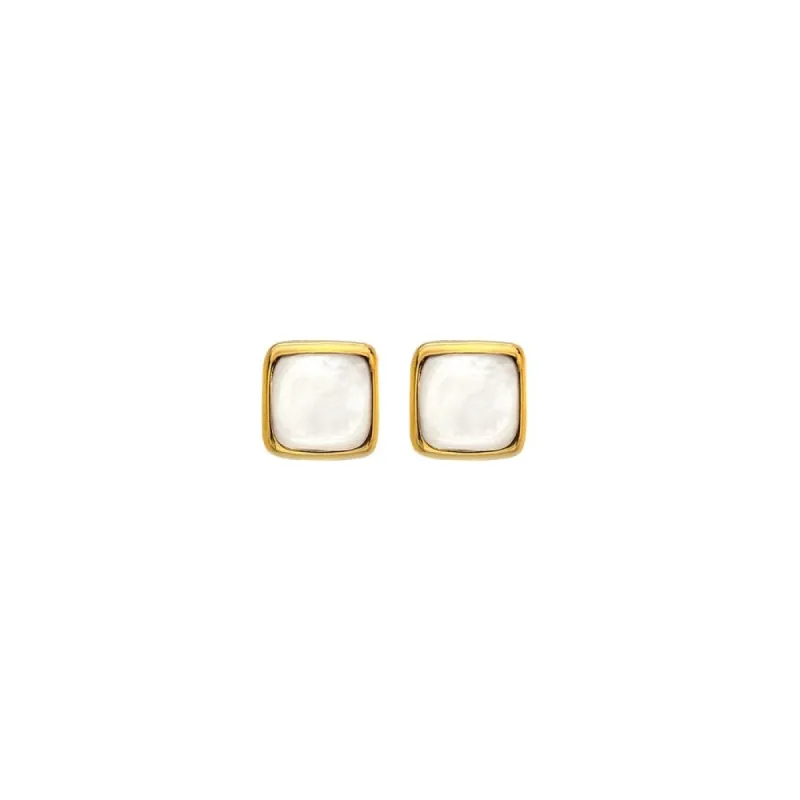 Hot Diamonds Gold Plated Sterling Silver Mother Of Pearl Square Stud Earrings sold by C.W. Sellors
