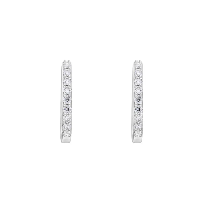 18ct White Gold 0.21ct Diamond Hoop Earrings sold by C.W. Sellors
