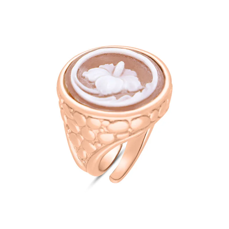 Cameo Italy Rose Gold Plated Sterling Silver Round Hibiscus Ring D sold by C.W. Sellors