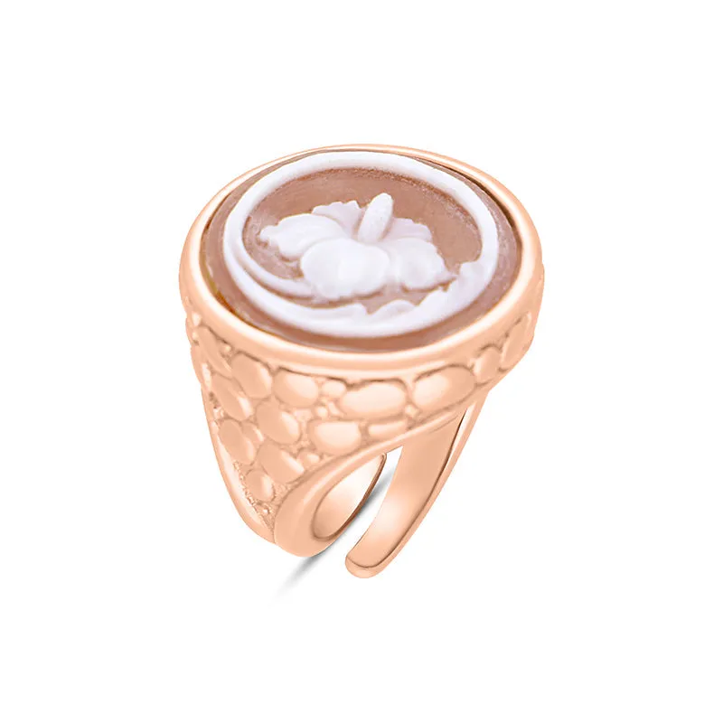 Cameo Italy Rose Gold Plated Sterling Silver Round Hibiscus Ring D sold by C.W. Sellors