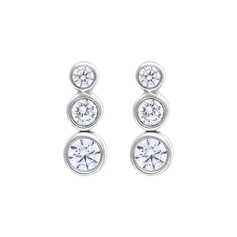 18ct White Gold 0.42ct Diamond Graduated Trilogy Earrings sold by C.W. Sellors