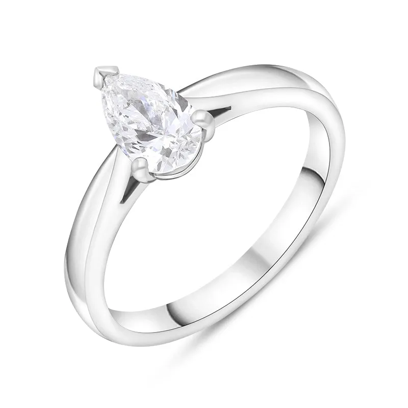 Platinum Diamond Pear Cut Solitaire Ring D sold by C.W. Sellors