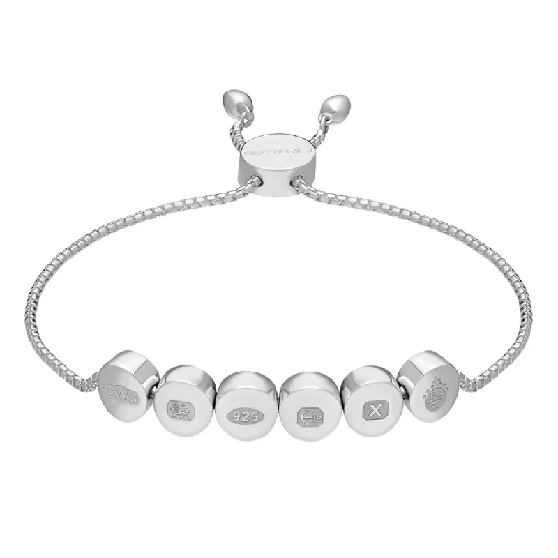 Sterling Silver Queen's Jubilee Hallmark Round Disc Adjustable Bracelet D sold by C.W. Sellors