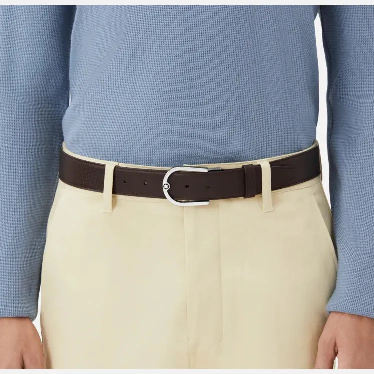 Montblanc Horseshoe Buckle 35mm Reversible Leather Belt Grainy Ebony/Black sold by C.W. Sellors product image thumbnail 3