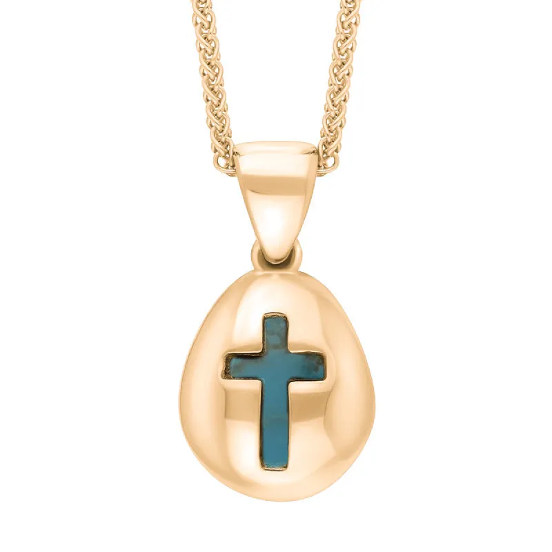 9ct Rose Gold Turquoise Cross Pear Shape Necklace sold by C.W. Sellors