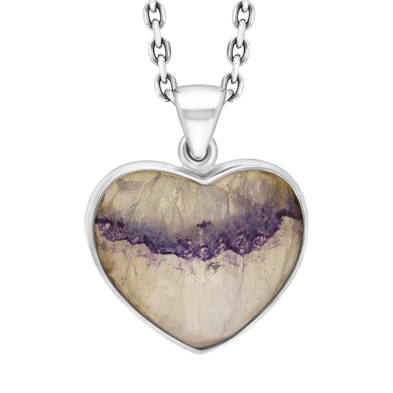Sterling Silver Blue John Heart Pendant Necklace D sold by C.W. Sellors