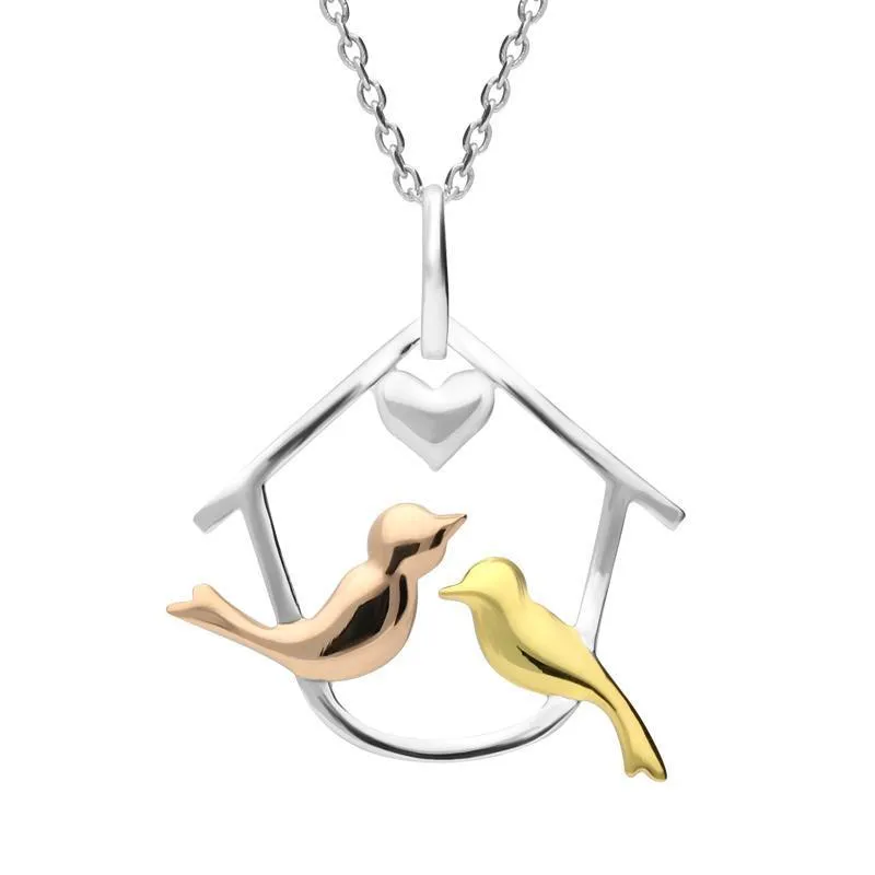 Yellow Rose Gold Sterling Silver Plated Two Turtle Doves Necklace sold by C.W. Sellors