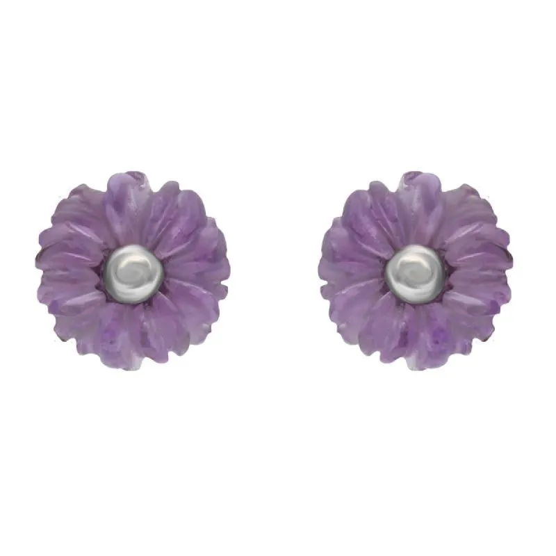 Sterling Silver Amethyst Tuberose 6mm Daisy Stud Earrings sold by C.W. Sellors