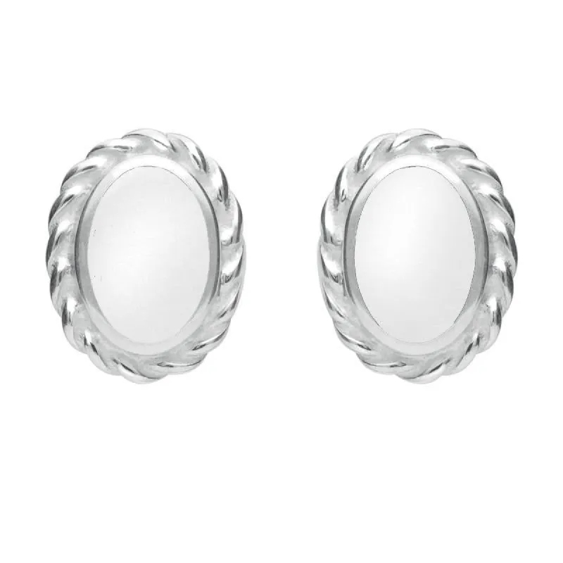 Sterling Silver Bauxite Rope Edge Oval Stud Earrings sold by C.W. Sellors