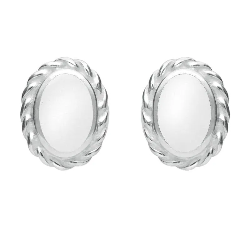 Sterling Silver Bauxite Rope Edge Oval Stud Earrings sold by C.W. Sellors
