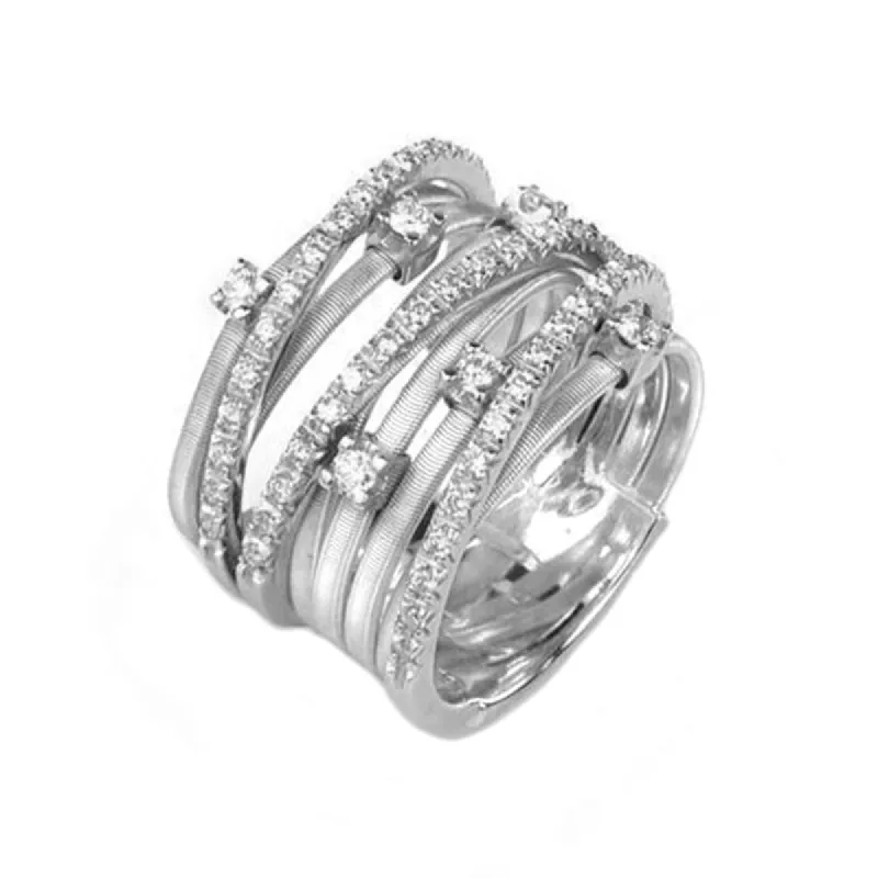 Marco Bicego Goa 18ct White Gold 0.56ct Diamond Crossover Ring D sold by C.W. Sellors