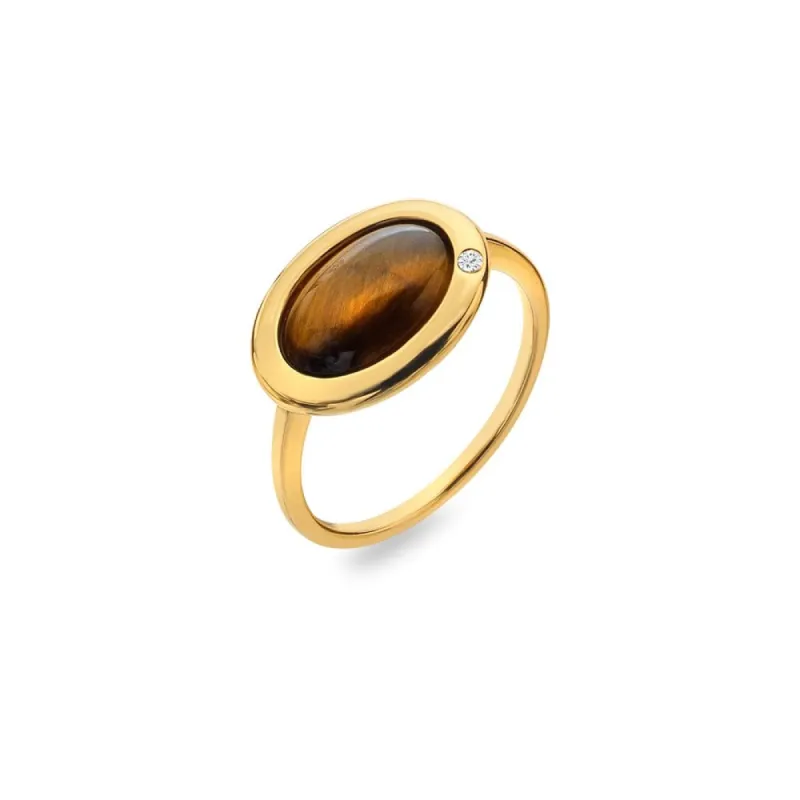 Hot Diamonds Gold Plated Sterling Silver Tigers Eye Ring sold by C.W. Sellors