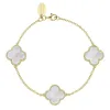 9ct Yellow Gold White Mother of Pearl Bloom Four Leaf Clover Ball Edge Chain Bracelet sold by C.W. Sellors
