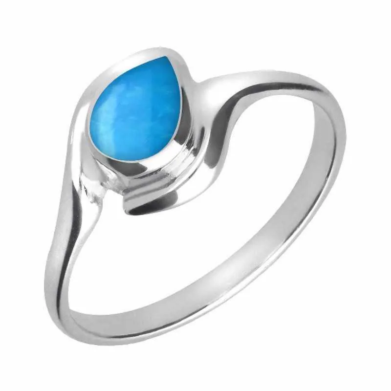 Sterling Silver Turquoise Offset Pear Ring sold by C.W. Sellors