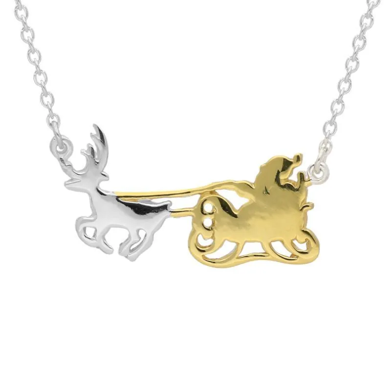 Yellow Gold Plated Sterling Silver Santa's Sleigh Necklace sold by C.W. Sellors