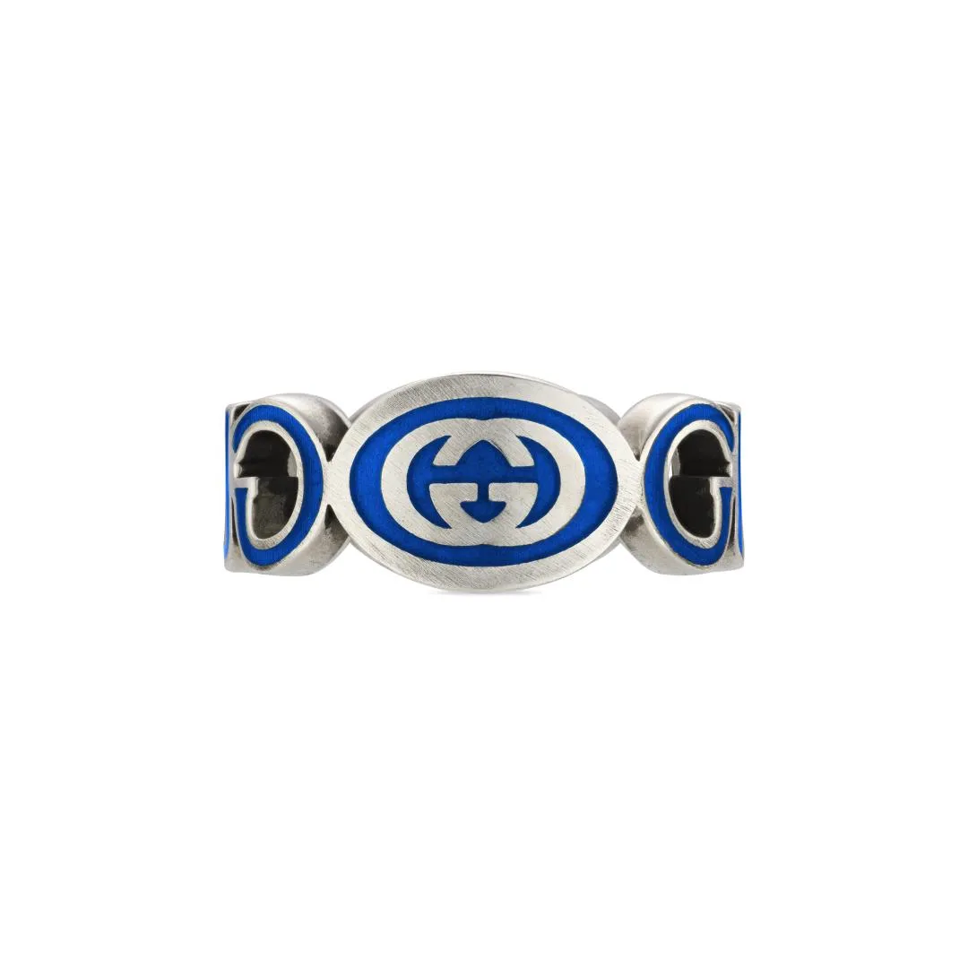 Gucci Interlocking Sterling Silver Blue Enamel Ring D sold by C.W. Sellors product image thumbnail 2