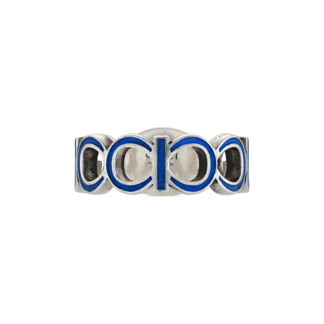 Gucci Interlocking Sterling Silver Blue Enamel Ring D sold by C.W. Sellors product image thumbnail 3