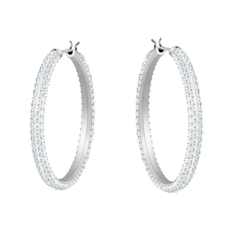 Swarovski Stone Rhodium Plated Hoop Earrings sold by C.W. Sellors