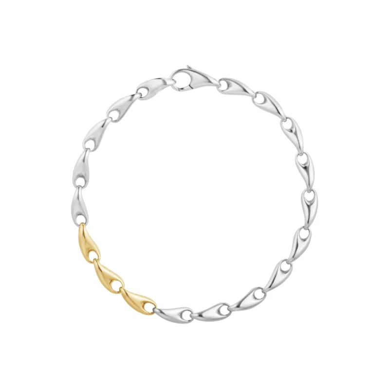 Georg Jensen Reflect 18ct Yellow Gold and Sterling Silver Slim Bracelet made by Georg Jensen