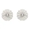 Sterling Silver White Agate Tuberose 8mm Daisy Stud Earrings sold by C.W. Sellors