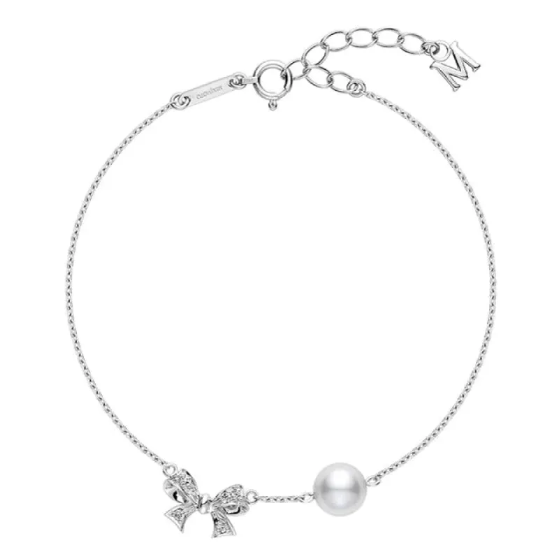 Mikimoto Ribbon 18ct White Gold White Akoya Pearl Diamond Adjustable Bracelet sold by C.W. Sellors