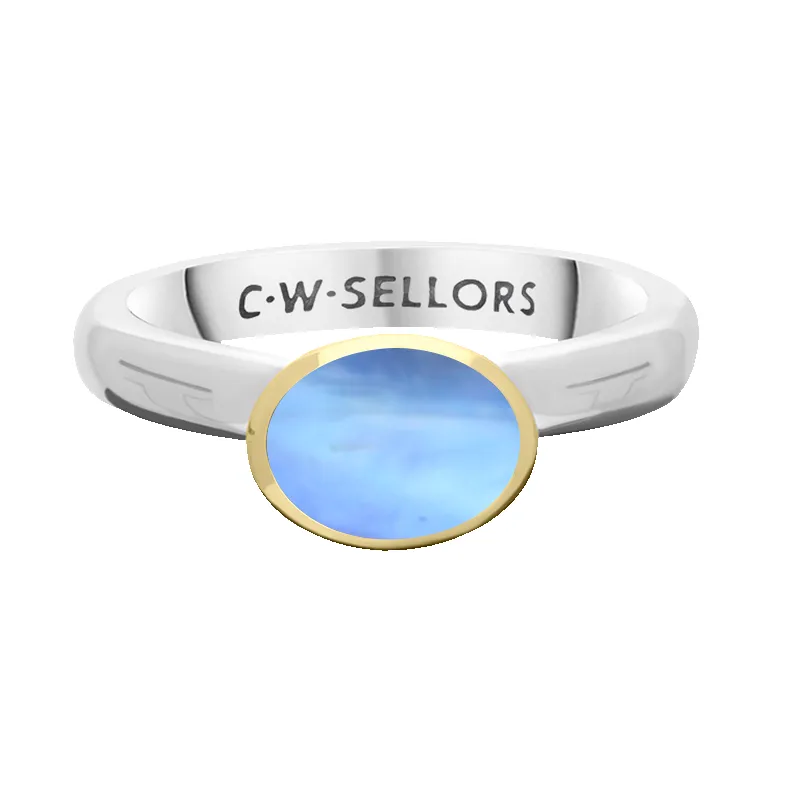 9ct Yellow Gold Sterling Silver Moonstone Stepping Stones 6x8mm Oval Bezel Set Ring sold by C.W. Sellors product image thumbnail 2