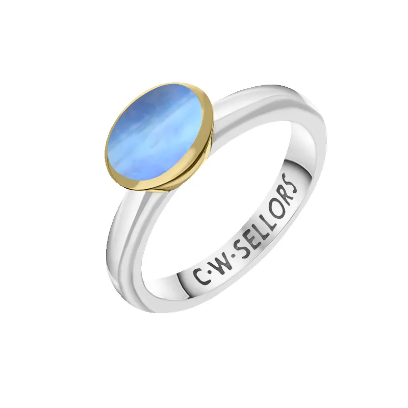 9ct Yellow Gold Sterling Silver Moonstone Stepping Stones 6x8mm Oval Bezel Set Ring sold by C.W. Sellors
