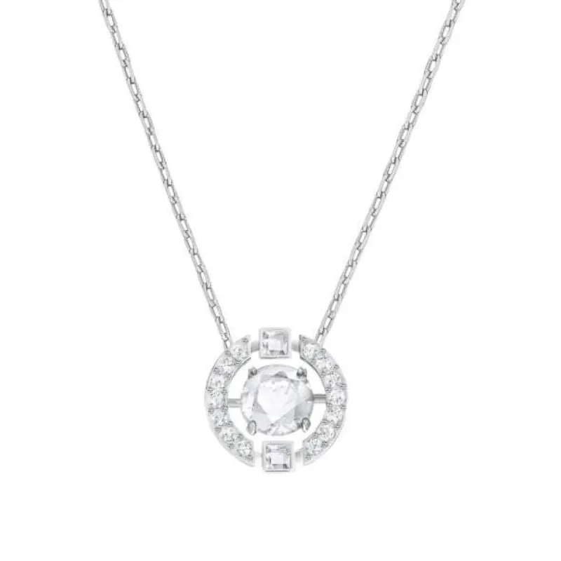 Swarovski Rhodium White Crystal Sparkling Dance Round Necklace sold by C.W. Sellors