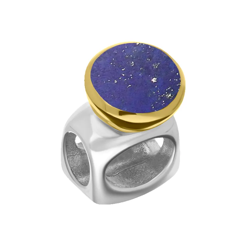 9ct Yellow Gold Sterling Silver Lapis Lazuli Stepping Stones 5mm Round Charm sold by C.W. Sellors