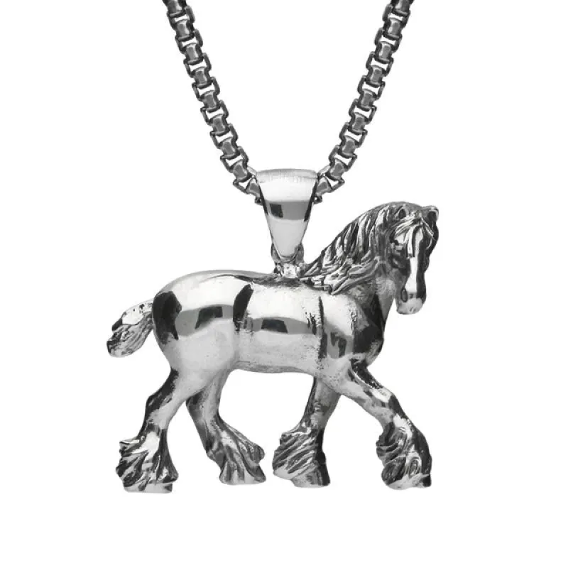 Sterling Silver Medium Shire Horse Necklace sold by C.W. Sellors