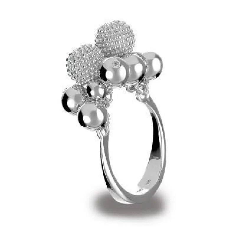 Hot Diamonds Black Ula Sterling Silver Cluster Ball Bead Ring D sold by C.W. Sellors