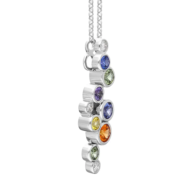 18ct White Gold Sapphire Ten Stone Multicolour Necklace D sold by C.W. Sellors product image thumbnail 2