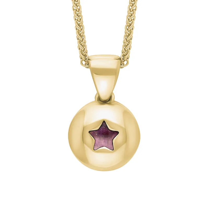 18ct Yellow Gold Blue John Star Disc Necklace sold by C.W. Sellors