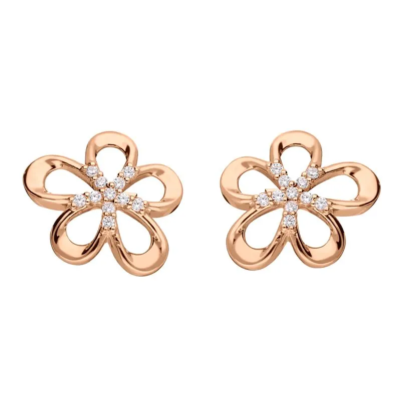 Rose Gold Sterling Silver Plated Five Petal Flower Stud Earrings sold by C.W. Sellors