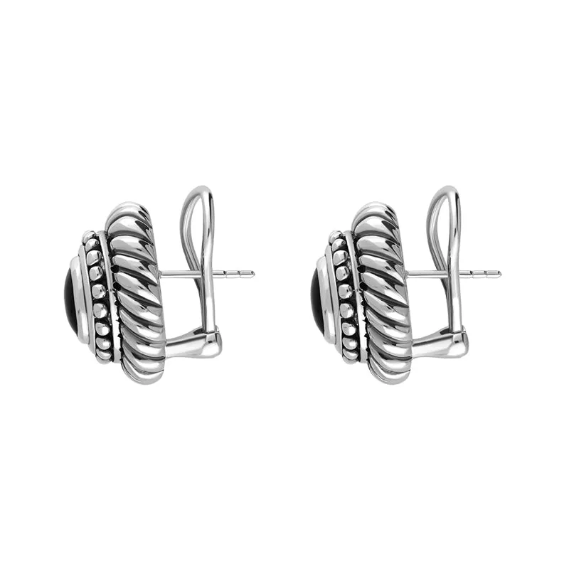 Sterling Silver Whitby Jet Oval Rope Edge Omega Clip Earrings D sold by C.W. Sellors product image thumbnail 2