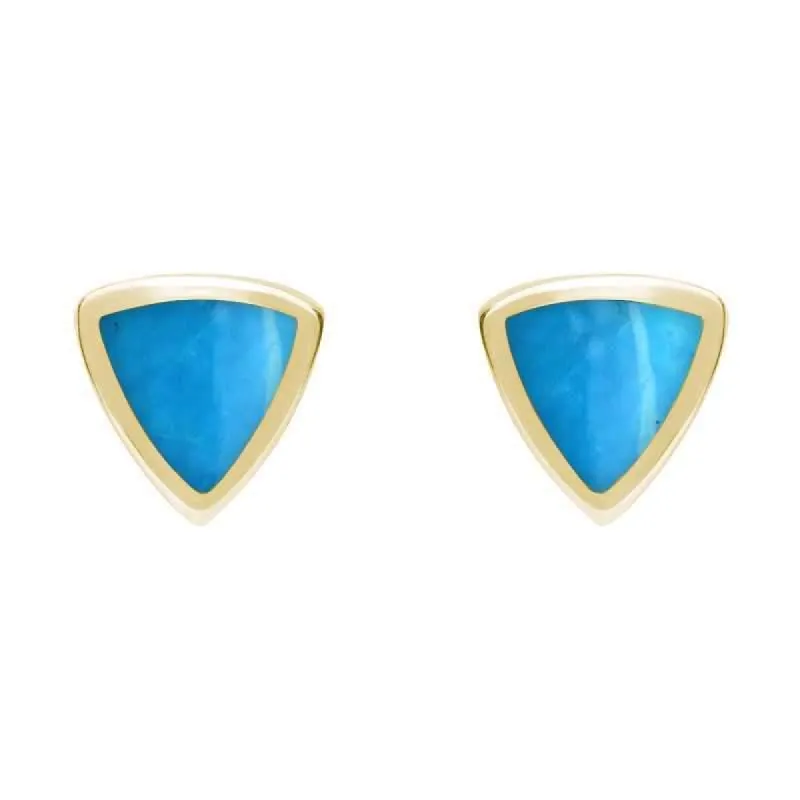 9ct Yellow Gold Turquoise Small Curved Triangle Stud Earrings sold by C.W. Sellors